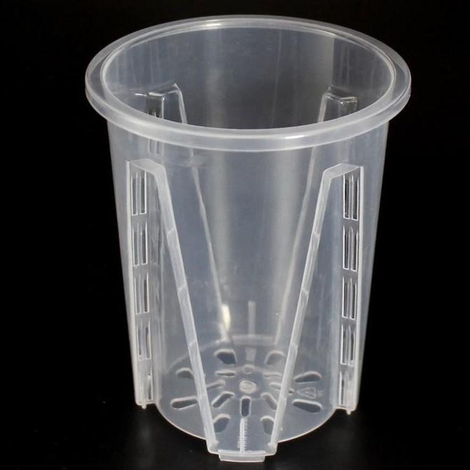 Fluted clear plastic pot 11" x 11" high