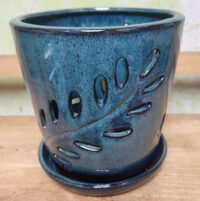 LOTUS-39 Teal ceramic 7" x 7" high