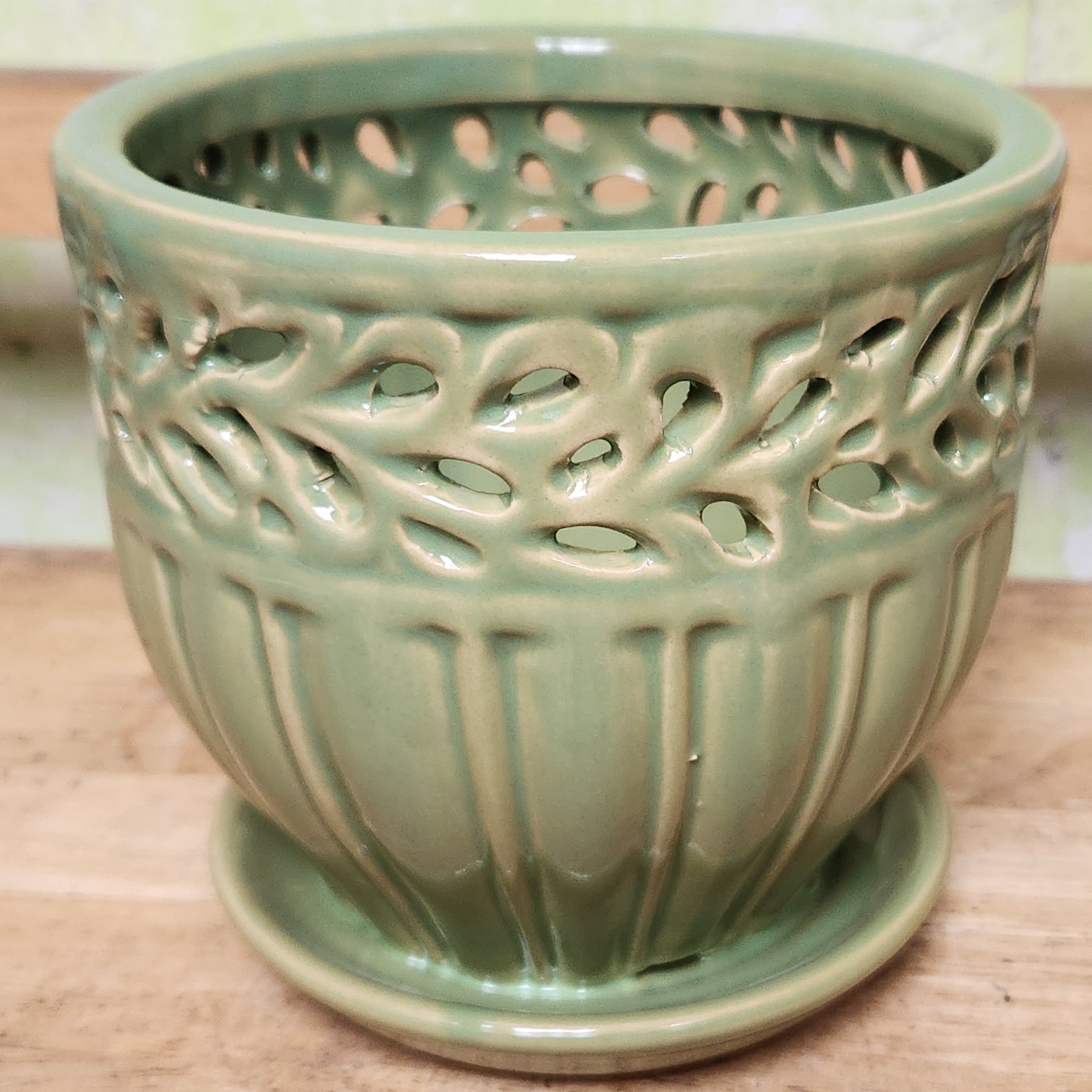 O-LOTUS17 Lace ring orchid pot, grass 5" x 5.25"