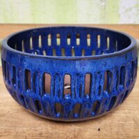 O-LOTUS12 Cobalt slotted bowl 8.75" x 4.5" high