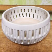 O-LOTUS11 White slotted bowl 8.75" x 4.5" high