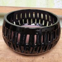 O-LOTUS14 Black slotted bowl 8.75" x 4.5"