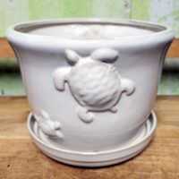 B-LOTUS3 Turtle Nature Pot cream 8" x 6" high