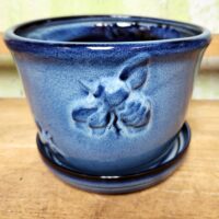 B-LOTUS4 Dragonfly Nature Pot Blue 8" x 6" high