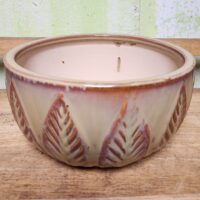 B-LOTUS6 Linear Leaf Crimson Sunrise Bowl 9.75" x 4.75" high