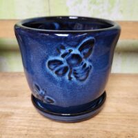 B-LOTUS4A  Dragonfly Nature Pot blue 5.5" x 4.75" high