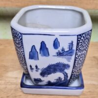 C-Lotus11 Blue/white 4"x 4" high - Image 2